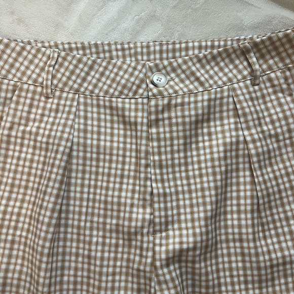 Yellow/Brown Gingham Print Staight Leg Pants - Picture 4 of 5
